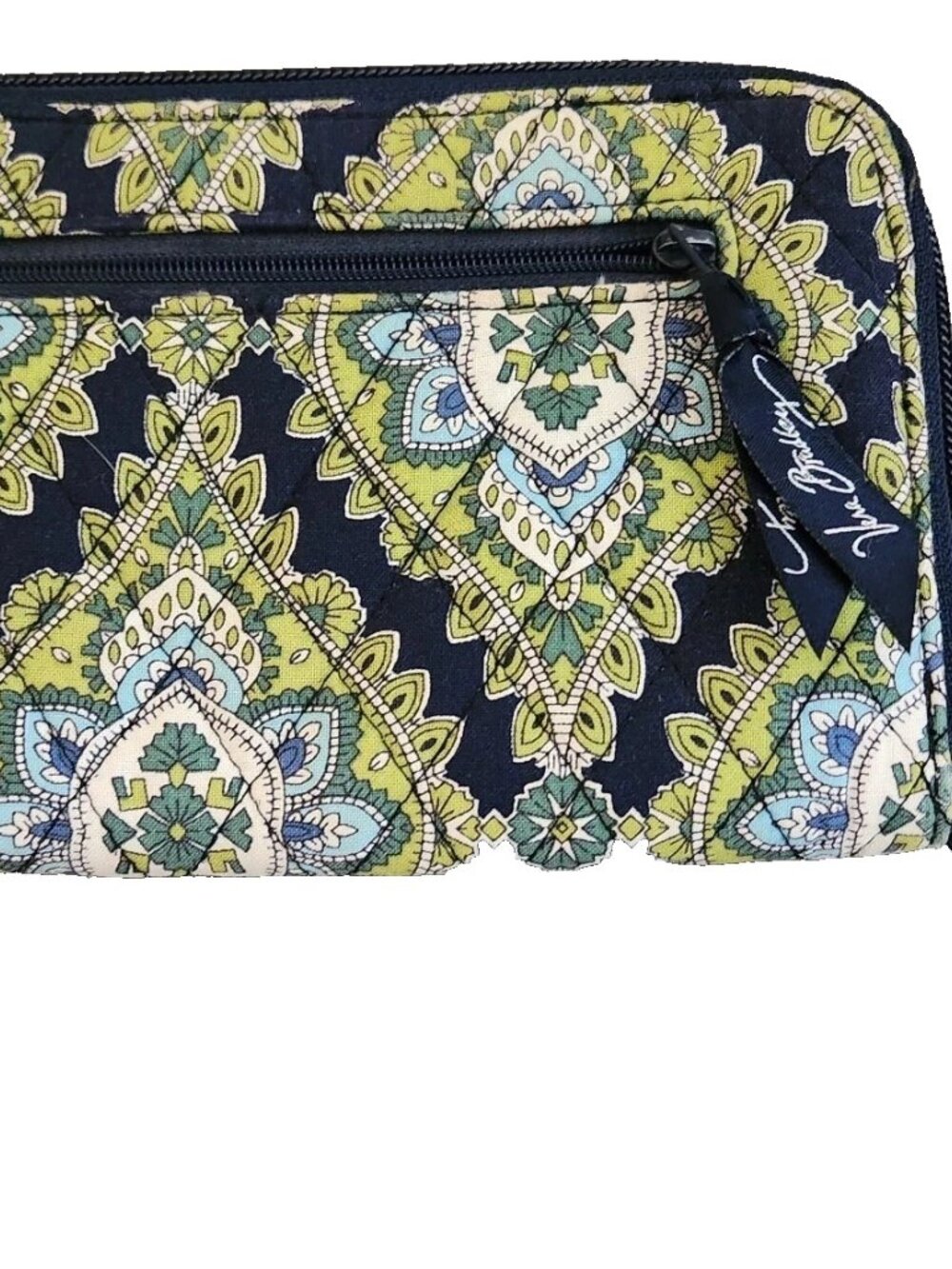 VERA BRADLEY CAMBRIDGE BLUE & GREEN FLORAL PAISLEY ZIP AROUND WALLET WRISTLET - Picture 4 of 4